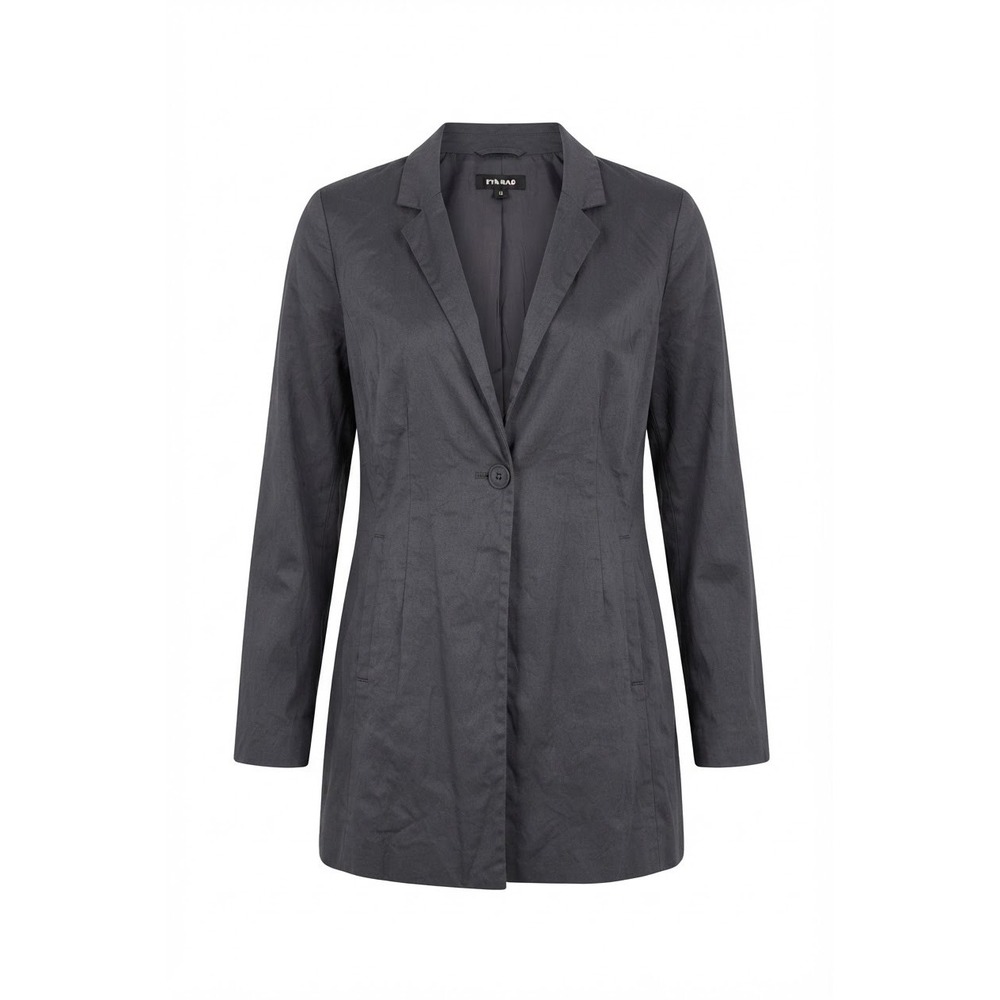Eileen Fisher Dark Gray Cotton Metallic One Button Jacket sz M Old Money Preppy
